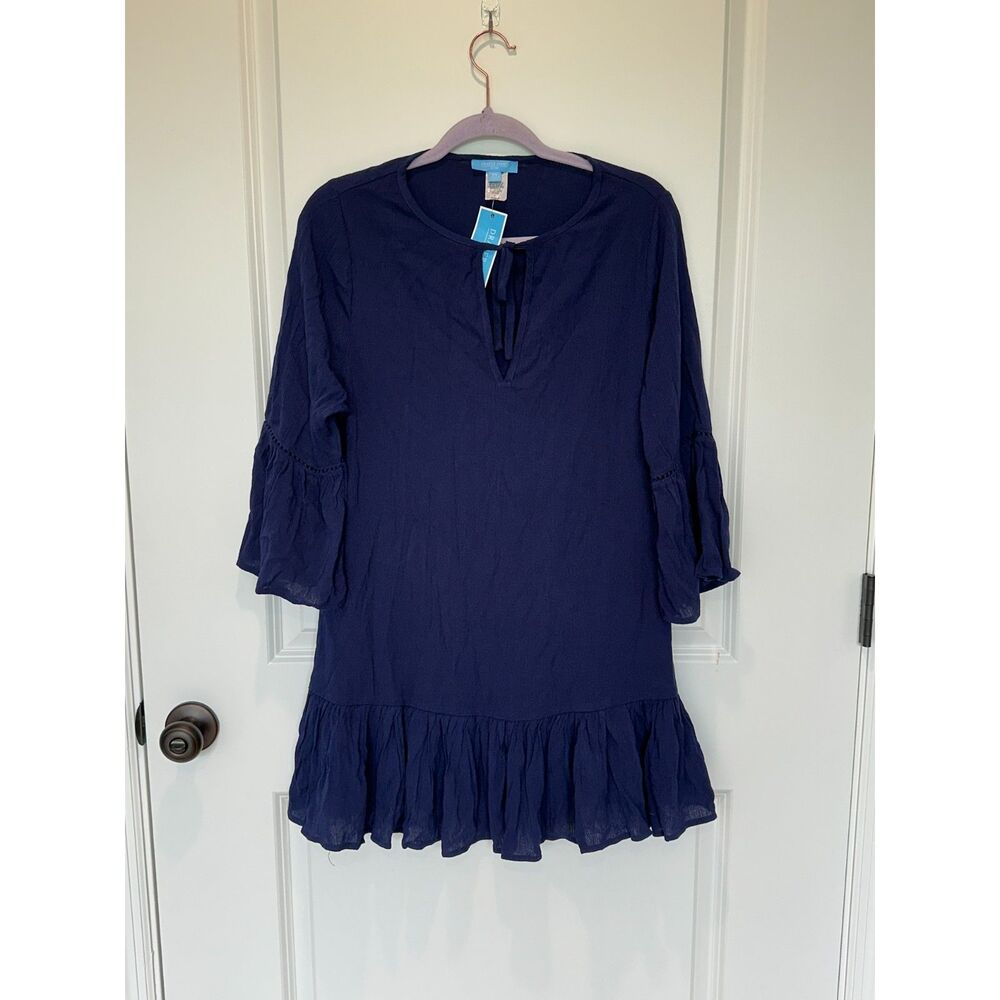 NWT Draper James Solid Tunic Caftan Swim Cover-up Nassau Navy Size XS